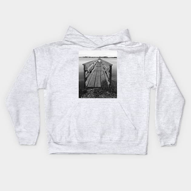 Jetty in Shoreline Park BW. Mountain View, California Kids Hoodie by IgorPozdnyakov